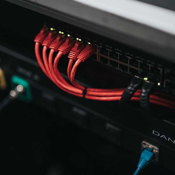 Red ethernet cables in network setup | Networking Services